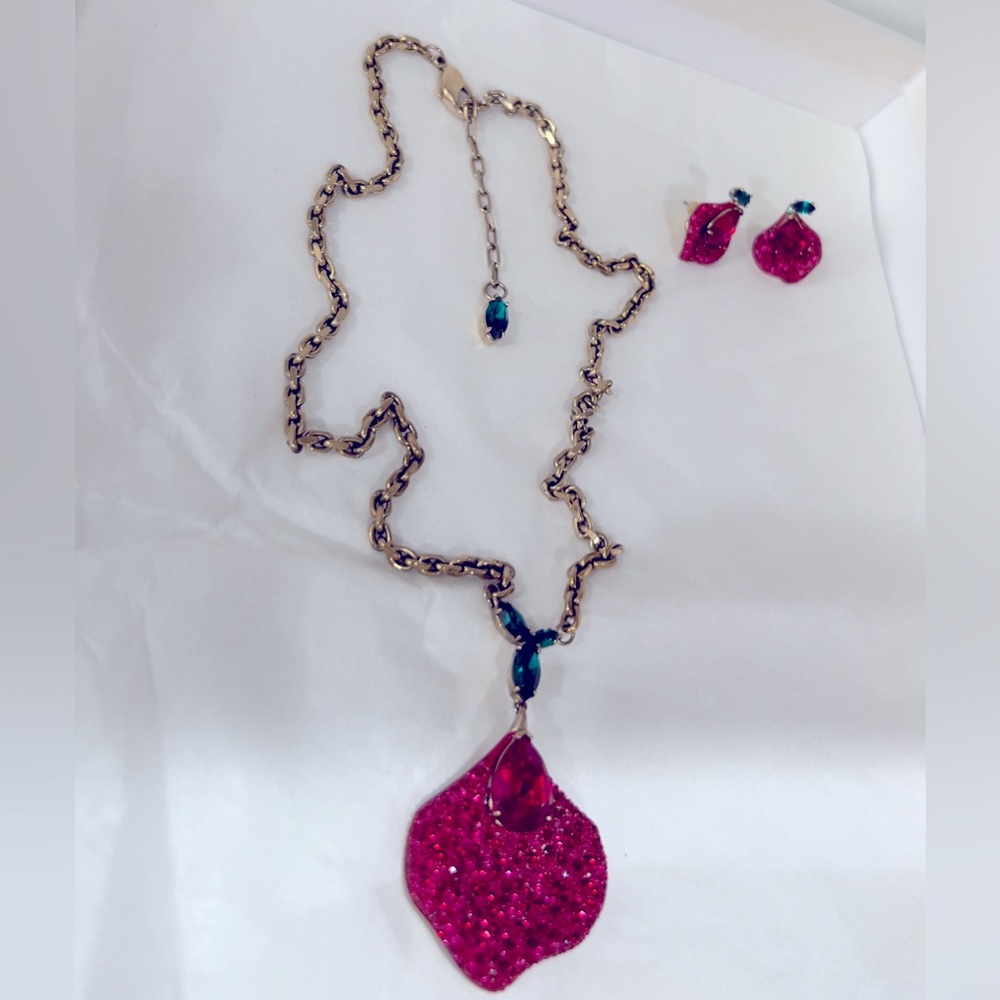 Atelier Swarovski Beauty and the Beast Necklace Gold Plated and earrings.